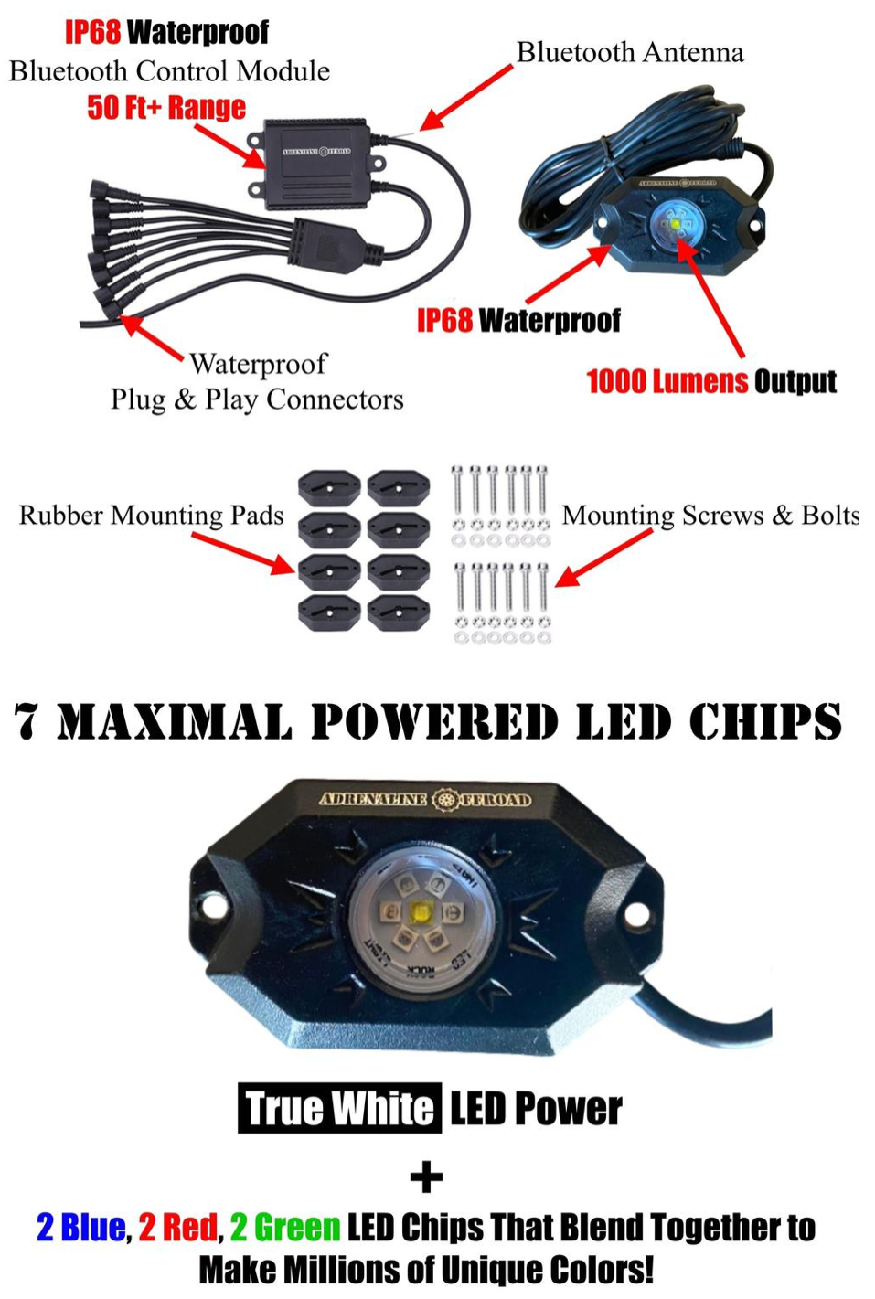 Premium RGB+W Rock Lights - Adrenaline Offroad Outfitters
